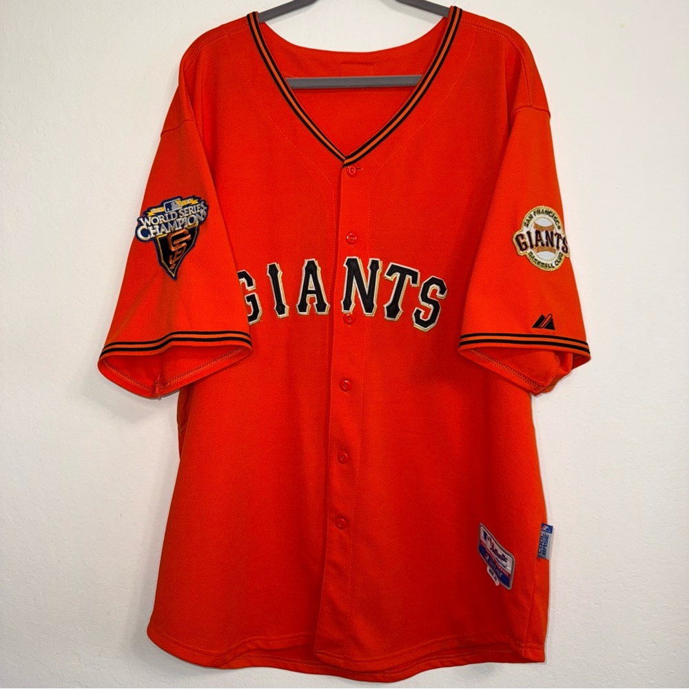 Buster Posey 2010 San Francisco Giants Men's Orange World Series Jersey 52 XXL